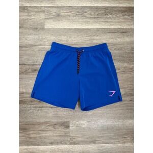 Gymshark Arrival Athletic Shorts Royal Blue Pink Logo Mens Small